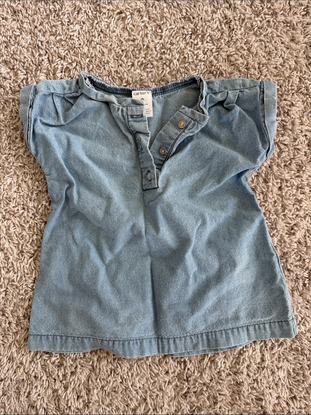Carter's Light Blue Denim-Style Girls Button-Front Top